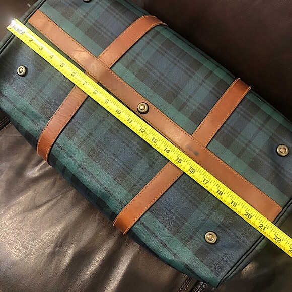 K RALPH LAUREN Black Watch Plaid Speedy Boston Travel Vacation Camp Shoulder Bag - Picture 12 of 17